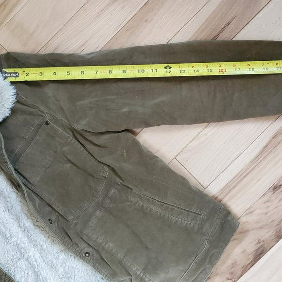 Free People Olive Green Reversable Sherpa Trucker Jacket Sz M - Picture 13 of 13
